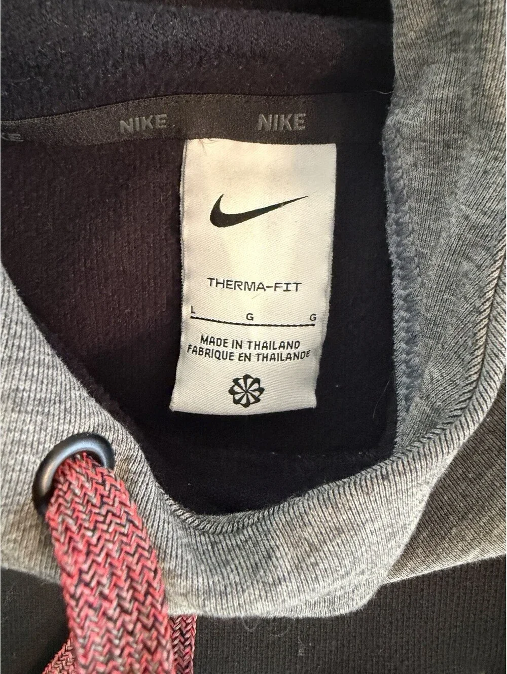 Nike Therma-Fit Hoodie Mens Large Black Gray Pullover Athletic Sweatshirt